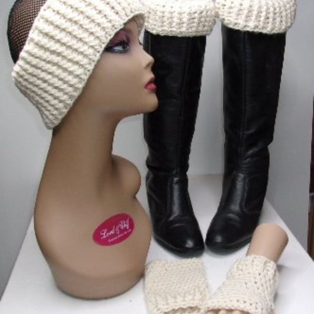 Earwarmer headband, boot cuffs, and texting glove